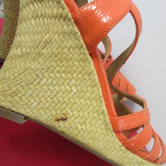 Nine West Wedge Strappy Sandals Women 7 Coral Slingback High Heels Party y2k 496 - Picture 4 of 13
